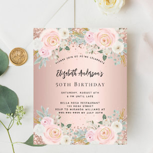 Lámina invitación de cumpleaños de oro blanco Subió
