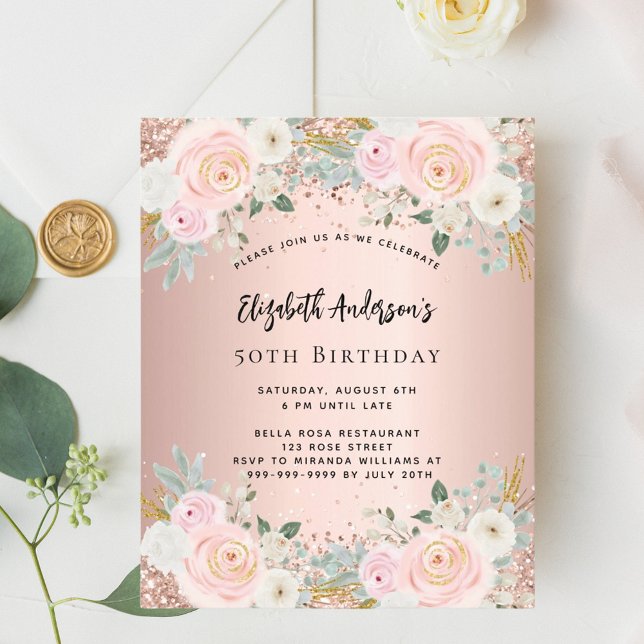 Lámina invitación de cumpleaños de oro blanco Subió (Subido por el creador)