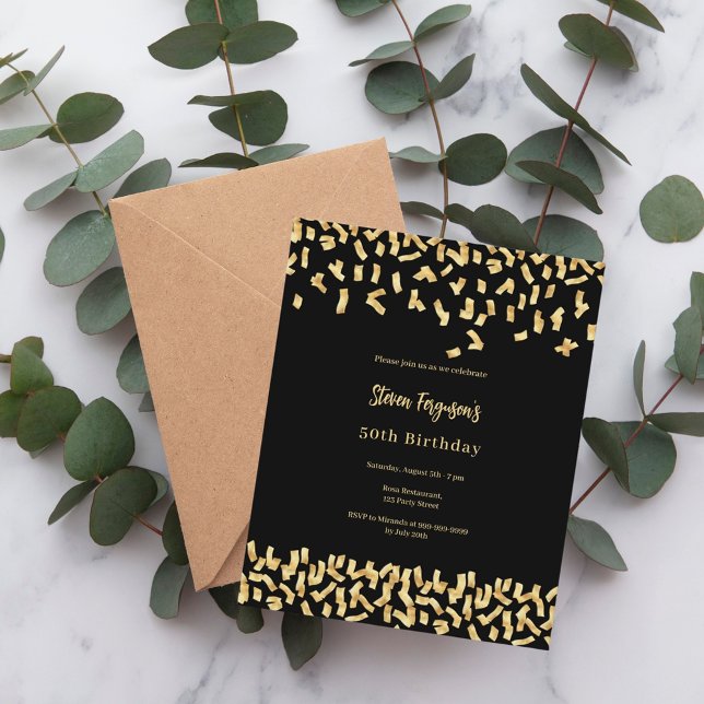 Lámina Invitación de cumpleaños de oro negro (Subido por el creador)