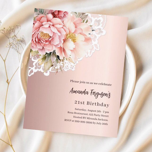 Lámina Invitación de cumpleaños de oro rosa rosa rosa de  (Subido por el creador)
