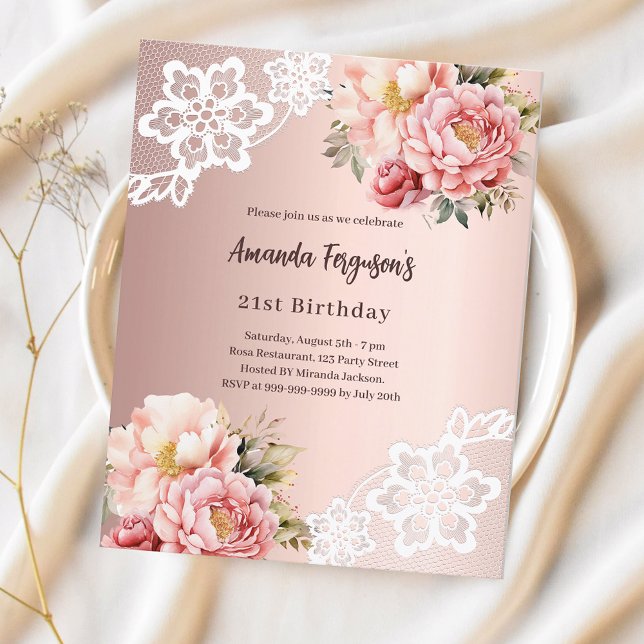Lámina Invitación de cumpleaños de oro rosa rosa rosa de  (Subido por el creador)