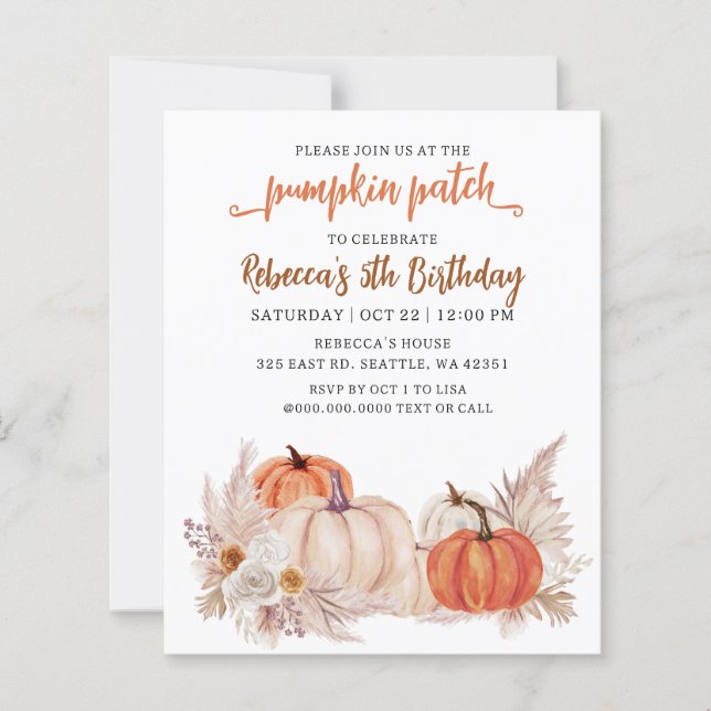 Lámina Invitación de cumpleaños de otoño de parcela de ca (Anverso)