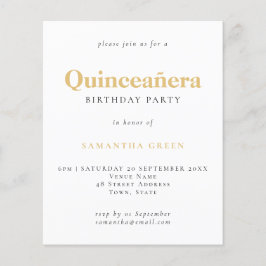 Lámina Invitación de cumpleaños de Quinceañera Gold Black