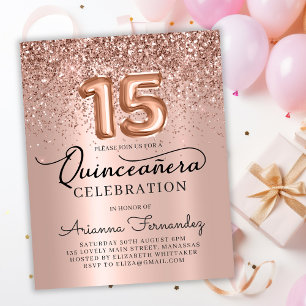 Lámina Invitación de cumpleaños de Quinceañera Rosa de pr