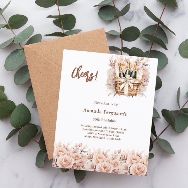 Lámina Invitación de cumpleaños de rosas crema de vítores (Subido por el creador)