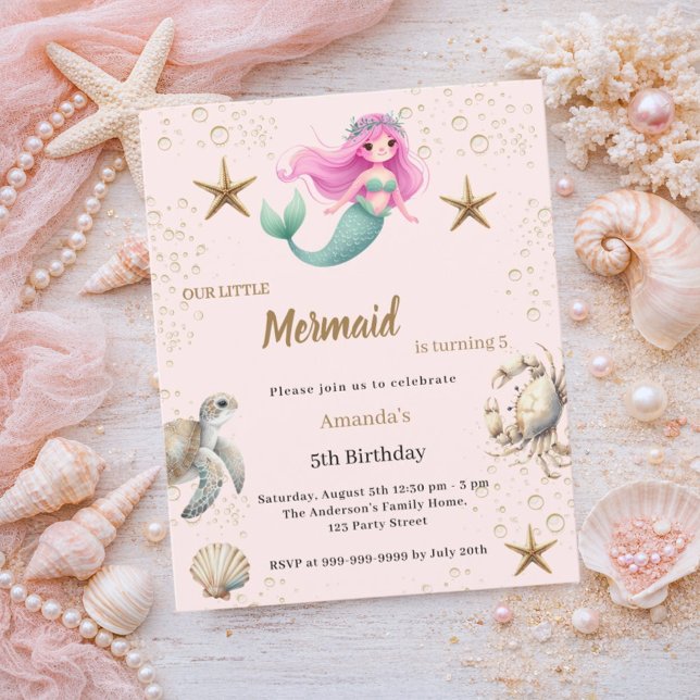 Lámina Invitación de cumpleaños de sirena bajo el mar niñ (Subido por el creador)
