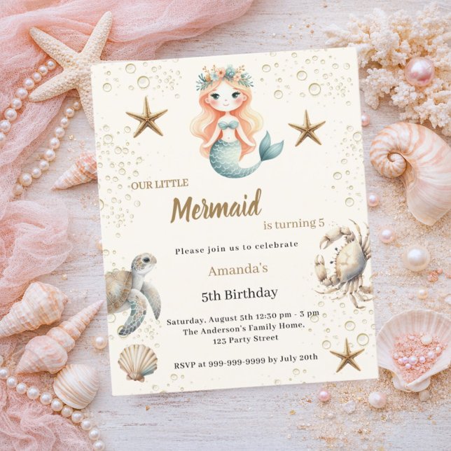 Lámina Invitación de cumpleaños de sirena bajo el mar océ (Subido por el creador)