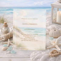 Invitación de cumpleaños de verano en la costa de 