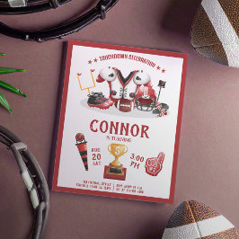 Lámina Invitación de cumpleaños de Watercolor Football Re