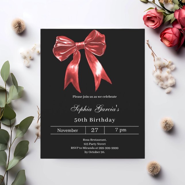 Lámina Invitación de cumpleaños del arco rojo negro (Subido por el creador)