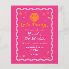 Lámina Invitación de cumpleaños del Chica Naranja rosa de