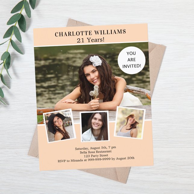 Lámina Invitación de cumpleaños del collage de fotos de c (Subido por el creador)