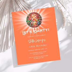 Lámina Invitación de cumpleaños del naranja de coral fies
