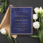 Lámina Invitación de cumpleaños del presupuesto de oro az<br><div class="desc">Una moderna y moderna tarjeta de invitación de cumpleaños número 50 (o cualquier edad) para hombres, hombres y hombres. Un fondo azul marino. El color azul es desigual. Con un marco de oro falso y un confetti dorado rociado, letras de colores dorados. Personalice y agregue la información de su fiesta....</div>