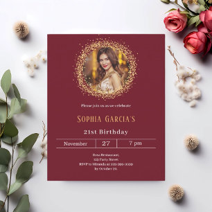 Lámina Invitación de cumpleaños del purpurina de fotos de
