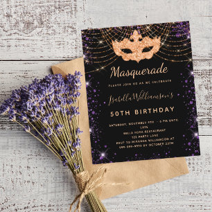 Lámina Invitación de cumpleaños del purpurina negro de ma