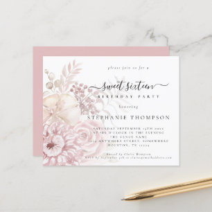Lámina Invitación de Cumpleaños Dieciséis Dulces con Flor
