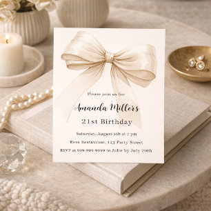 Lámina Invitación de cumpleaños elegante de color crema b