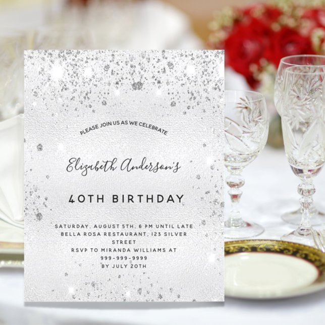 Lámina Invitación de cumpleaños elegante de purpurina pla (Subido por el creador)