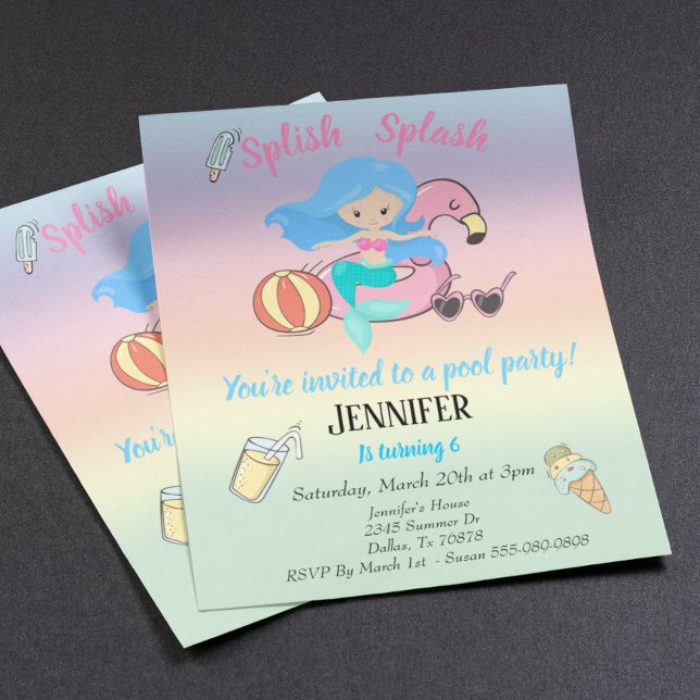 Lámina Invitación de Cumpleaños Fiesta en la Piscina con  (Subido por el creador)