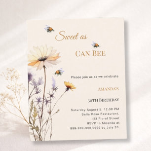 Lámina Invitación de cumpleaños flor silvestre Dulce como