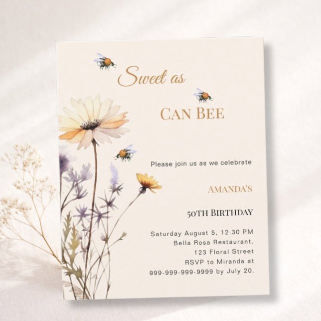 Lámina Invitación de cumpleaños flor silvestre Dulce como (Subido por el creador)