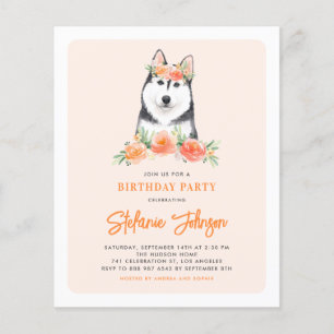 Lámina Invitación de cumpleaños floral de Husky Peach en 