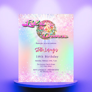 Lámina Invitación de cumpleaños holográfica de danza disc