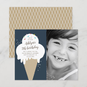 Lámina Invitación de cumpleaños infantil con cono de hela