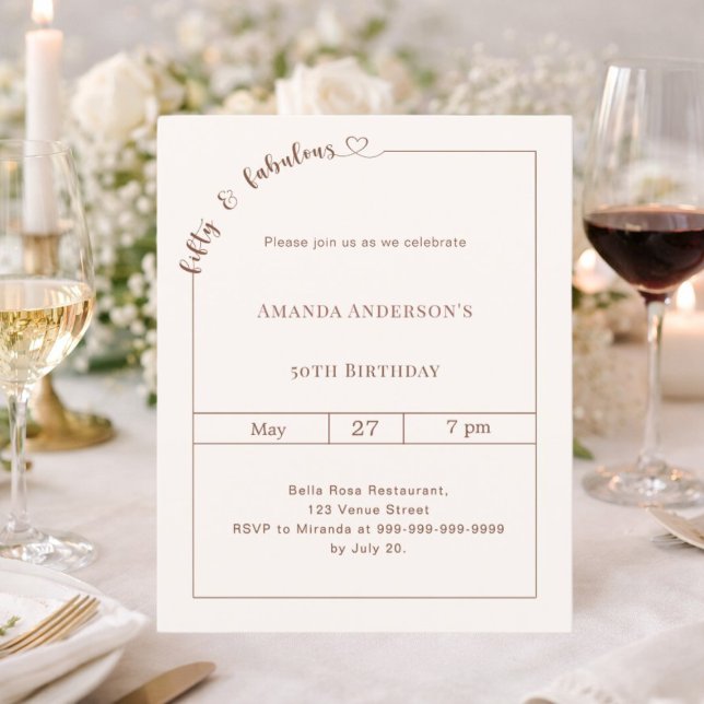 Lámina invitación de cumpleaños marfil 50 y fabuloso (Subido por el creador)