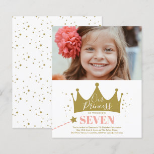 Lámina Invitación de cumpleaños moderna princesa rosa pre