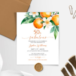 Lámina Invitación de cumpleaños naranja 50 y fabulosa