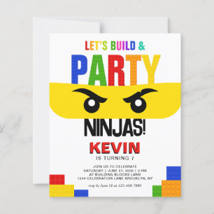 Lámina Invitación de cumpleaños Ninja de Bloques de Const