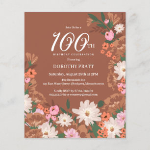 Lámina Invitación de cumpleaños número 100 con presupuest