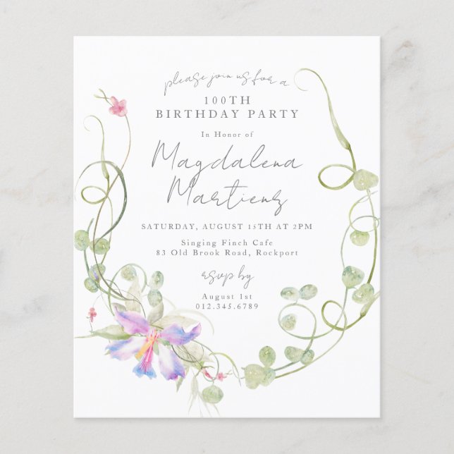 Lámina Invitación de cumpleaños número 100 de Budget Wild (Anverso)