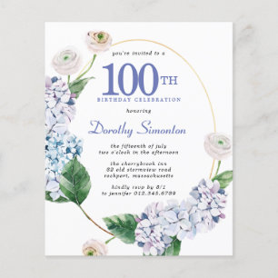 Lámina Invitación de cumpleaños número 100 de Hortensia R