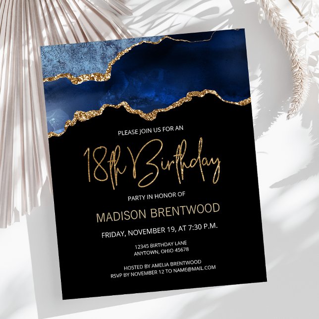 Lámina Invitación de cumpleaños número 18 con ágata dorad (Subido por el creador)