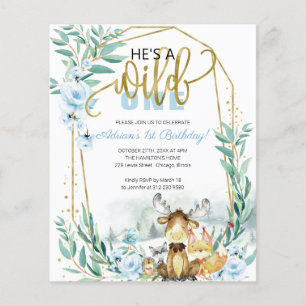 Lámina Invitación de Cumpleaños Número 1 Presupuesto Él e