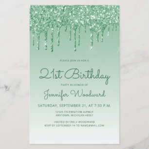 Lámina Invitación de cumpleaños número 21 con brillo econ