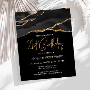 Lámina Invitación de cumpleaños número 21 de Budget Black