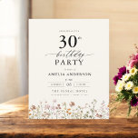 Lámina Invitación de cumpleaños número 30 de Budget Garde<br><div class="desc">Celebre con estilo con una caligrafía floral de jardín invitación a los 30 años, perfecta para un evento de hitos. Con vibrantes diseños florales y elegantes caligrafías, esta invitación le da un toque original y sofisticado a su celebración. El exuberante tema del jardín combina la belleza natural con la elegante...</div>