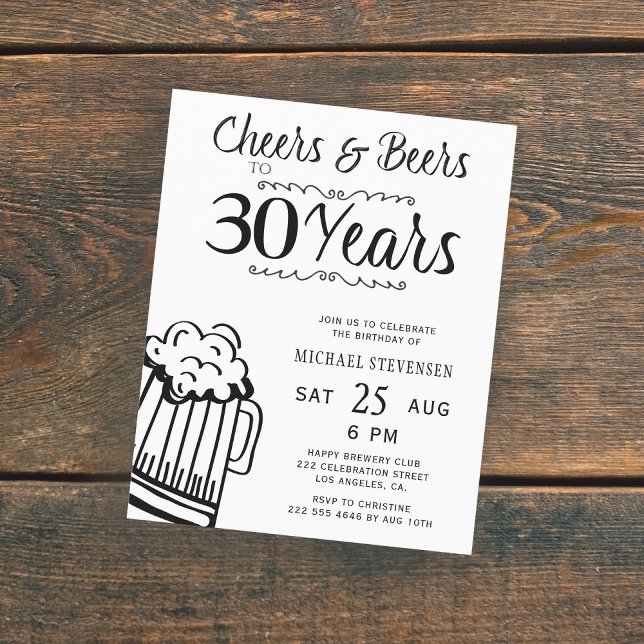 Lámina Invitación de cumpleaños número 30 para hombres co (Subido por el creador)