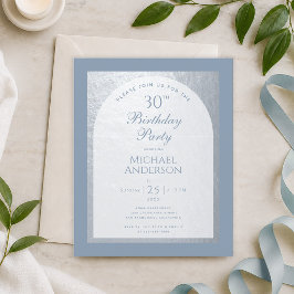 Lámina Invitación de cumpleaños número 30 polvoriento azu