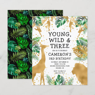 Lámina Invitación de cumpleaños número 3 de joven salvaje