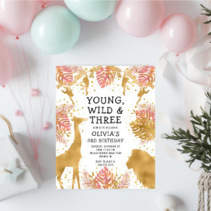 Lámina Invitación de cumpleaños número 3 joven salvaje ro