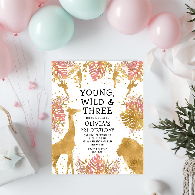 Lámina Invitación de cumpleaños número 3 joven salvaje ro (Subido por el creador)