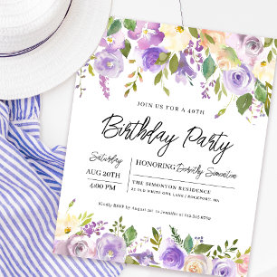 Lámina Invitación de cumpleaños número 40 de Budget Purpl