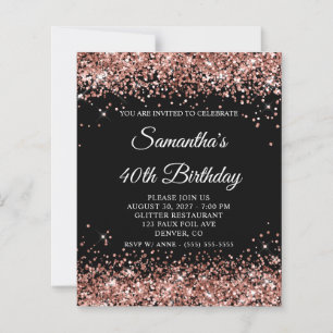 Lámina Invitación de cumpleaños número 40 de lentejuelas