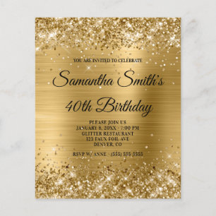 Lámina Invitación de cumpleaños número 40 económica con p