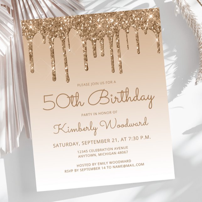 Lámina Invitación de cumpleaños número 50 con destellos d (Subido por el creador)